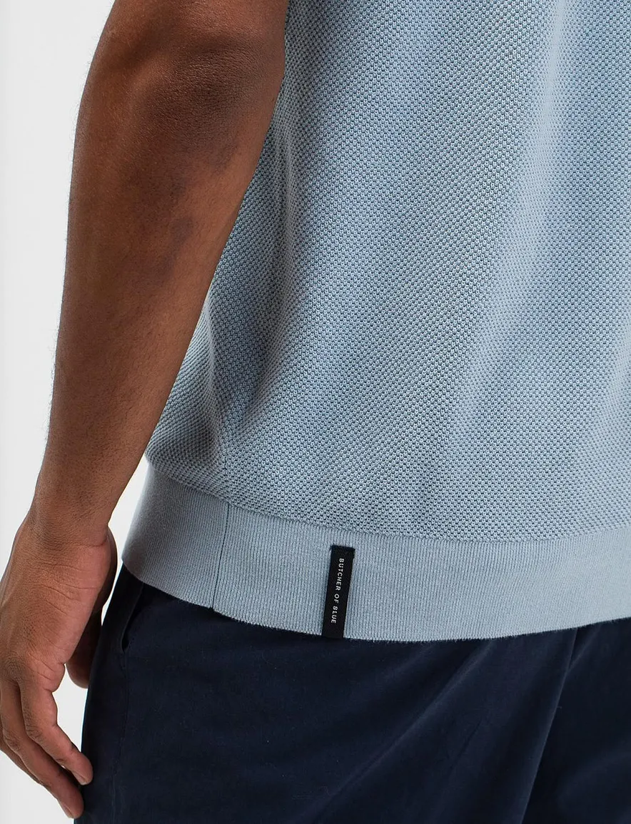 Butcher of Blue poloshirt lichtblauw met streep