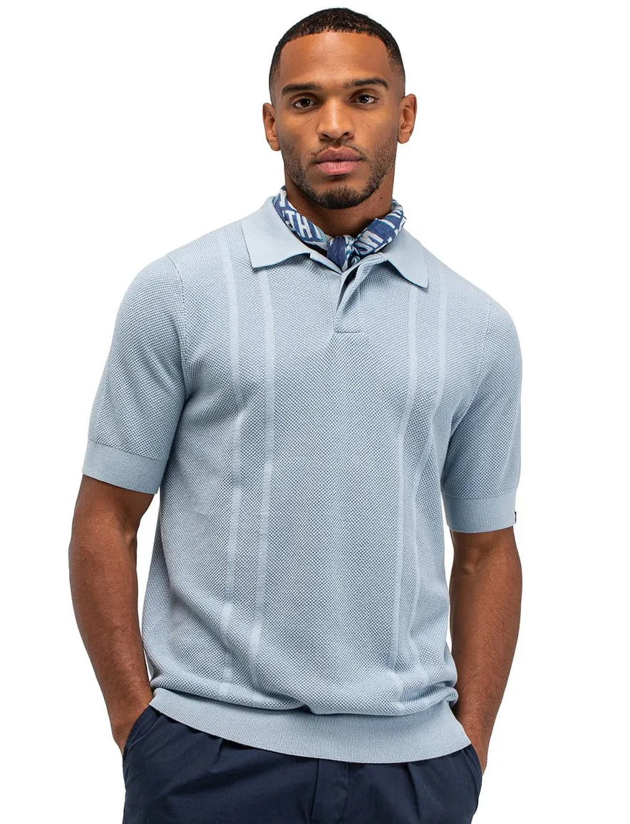 Butcher of Blue poloshirt lichtblauw met streep