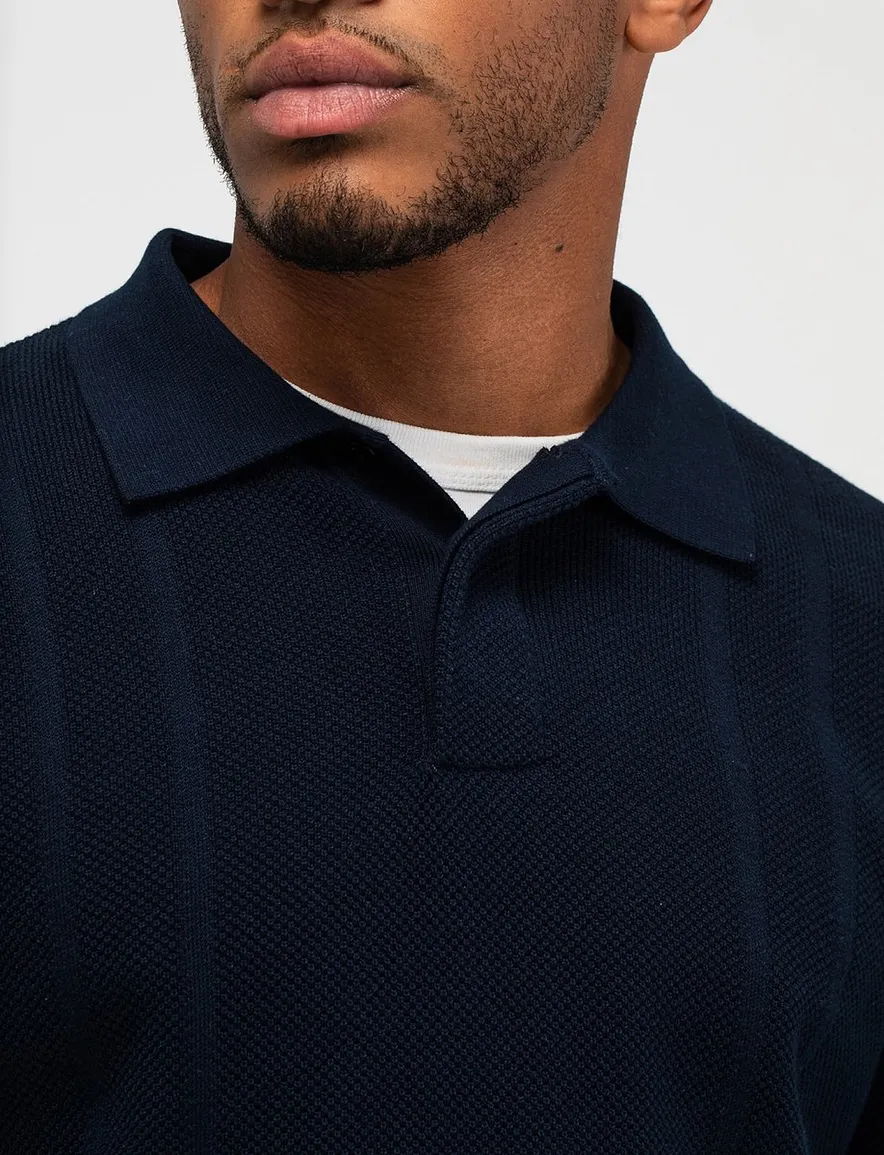 Butcher of Blue polo donkerblauw streep
