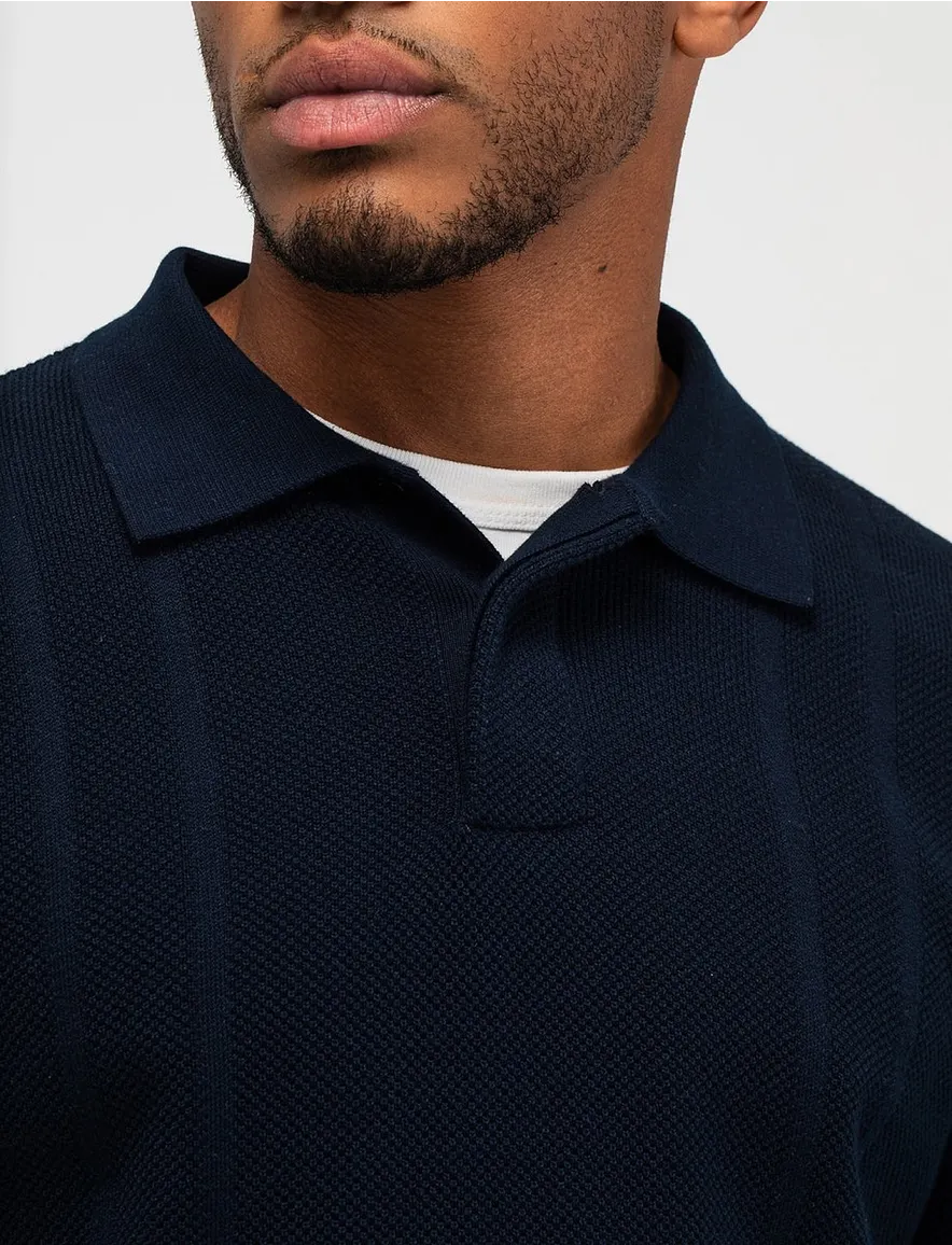 Butcher of Blue polo donkerblauw streep
