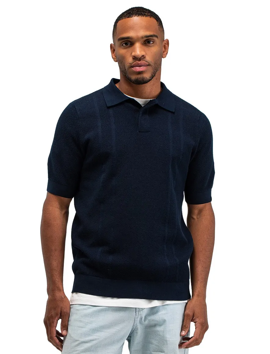 Butcher of Blue polo donkerblauw streep