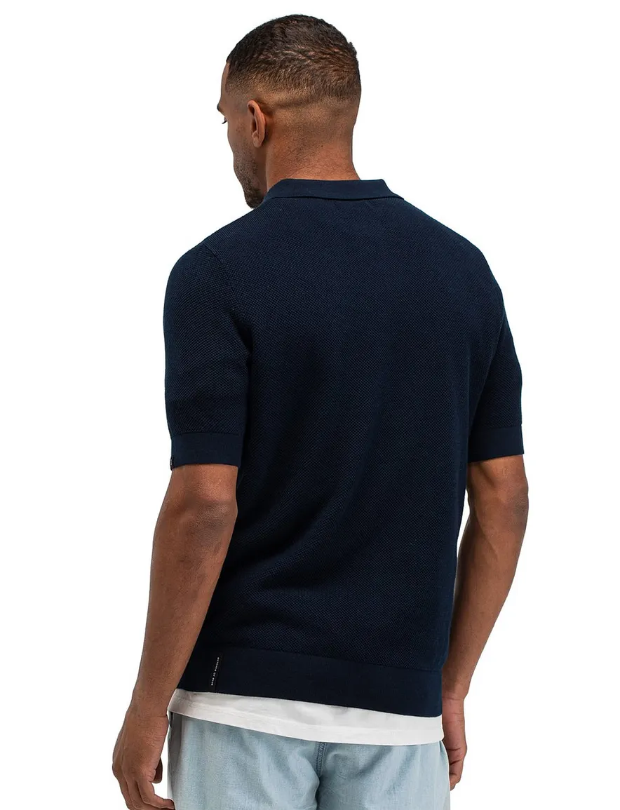 Butcher of Blue polo donkerblauw streep