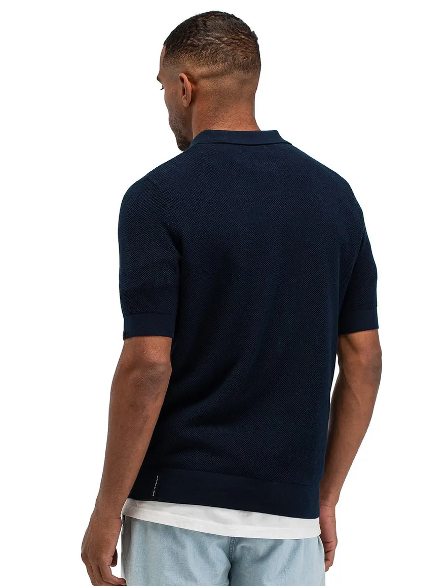 Butcher of Blue polo donkerblauw streep