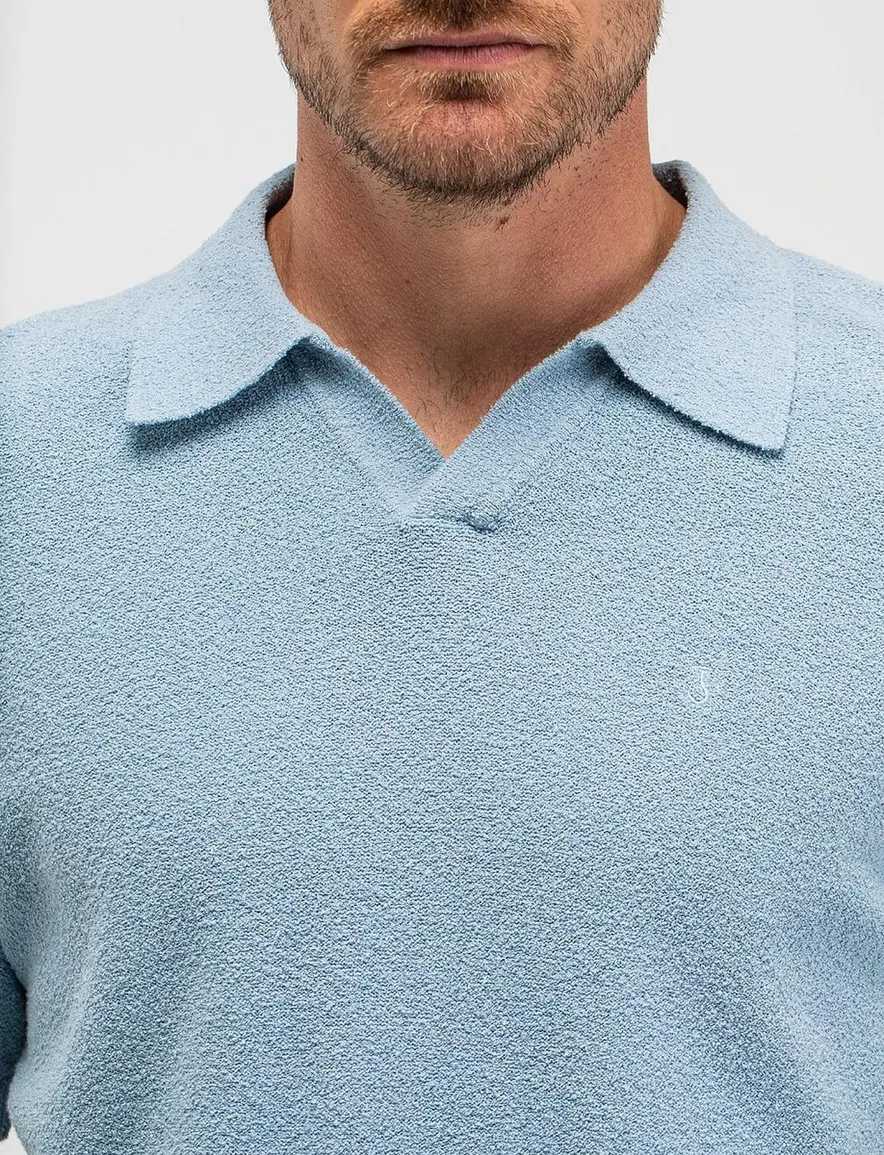 Butcher of Blue polo lichtblauw badstof