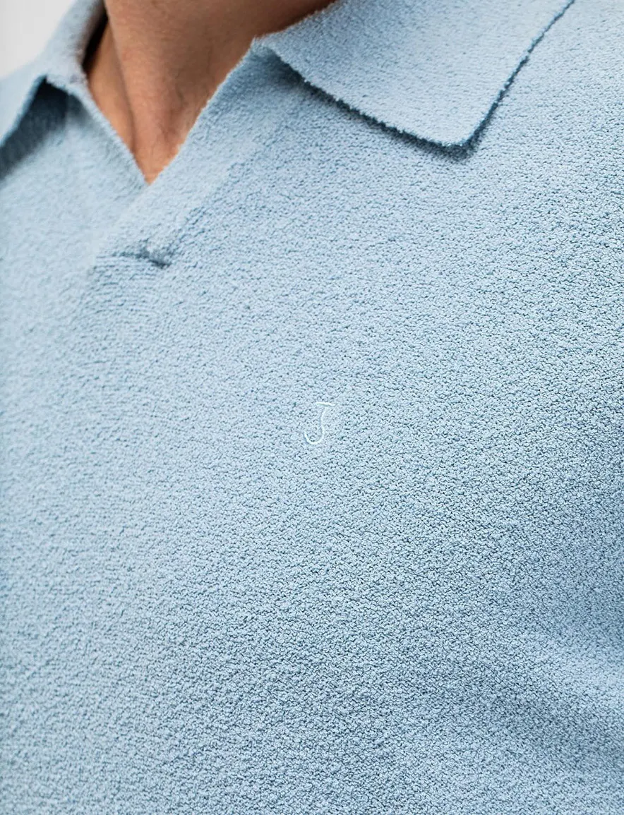 Butcher of Blue polo lichtblauw badstof