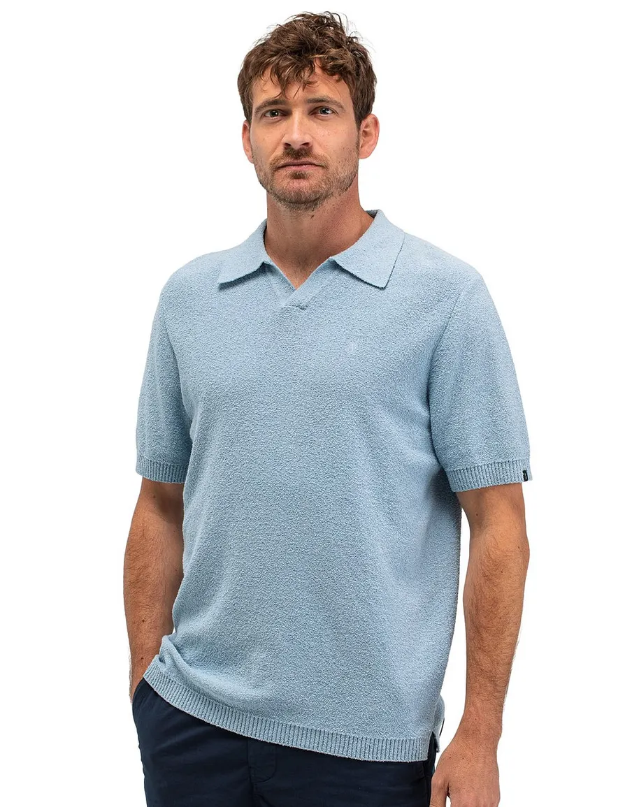 Butcher of Blue polo lichtblauw badstof