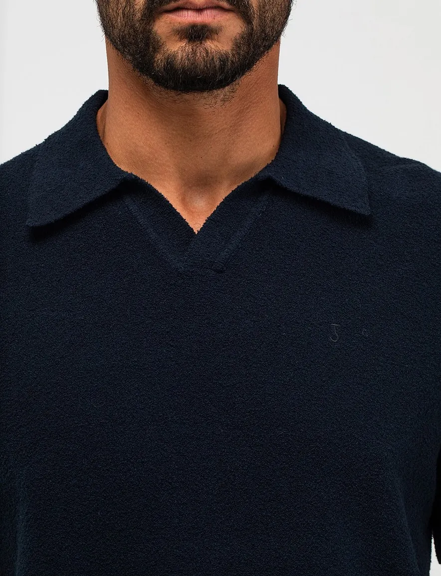 Butcher of Blue polo donkerblauw badstof