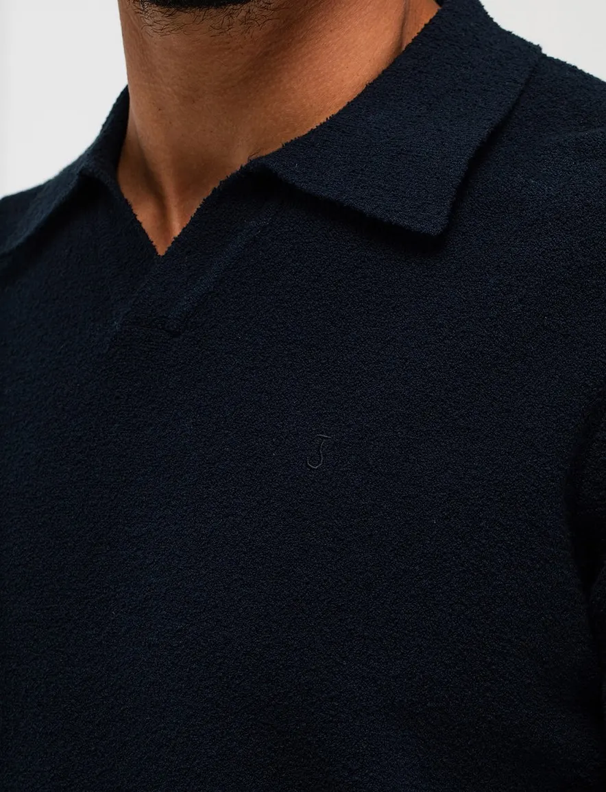 Butcher of Blue polo donkerblauw badstof