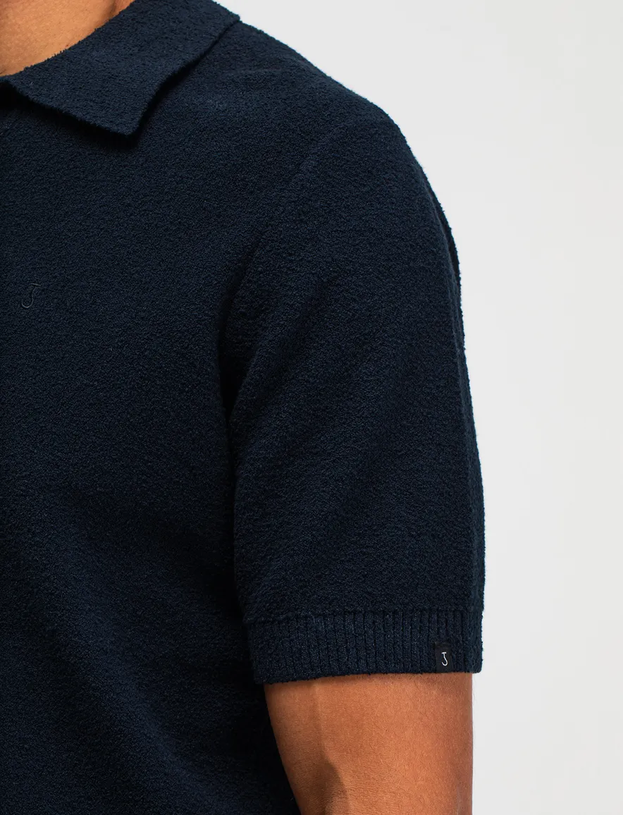 Butcher of Blue polo donkerblauw badstof