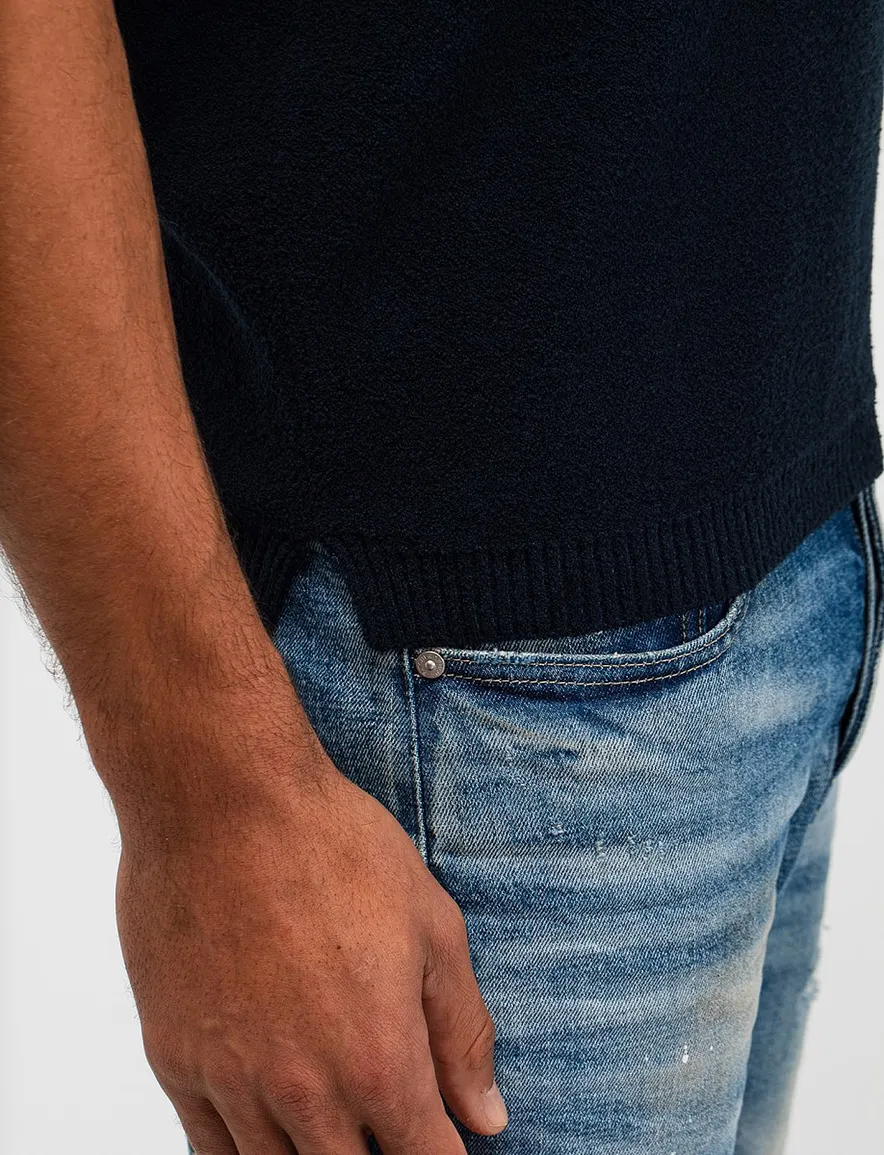 Butcher of Blue polo donkerblauw badstof