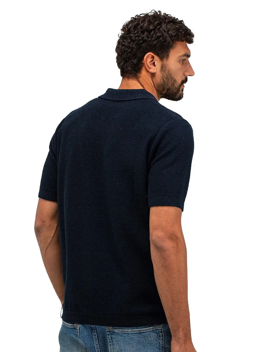 Butcher of Blue polo donkerblauw badstof