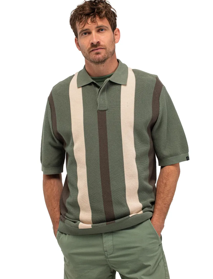 Gestreepte groene polo Butcher of Blue v-hals