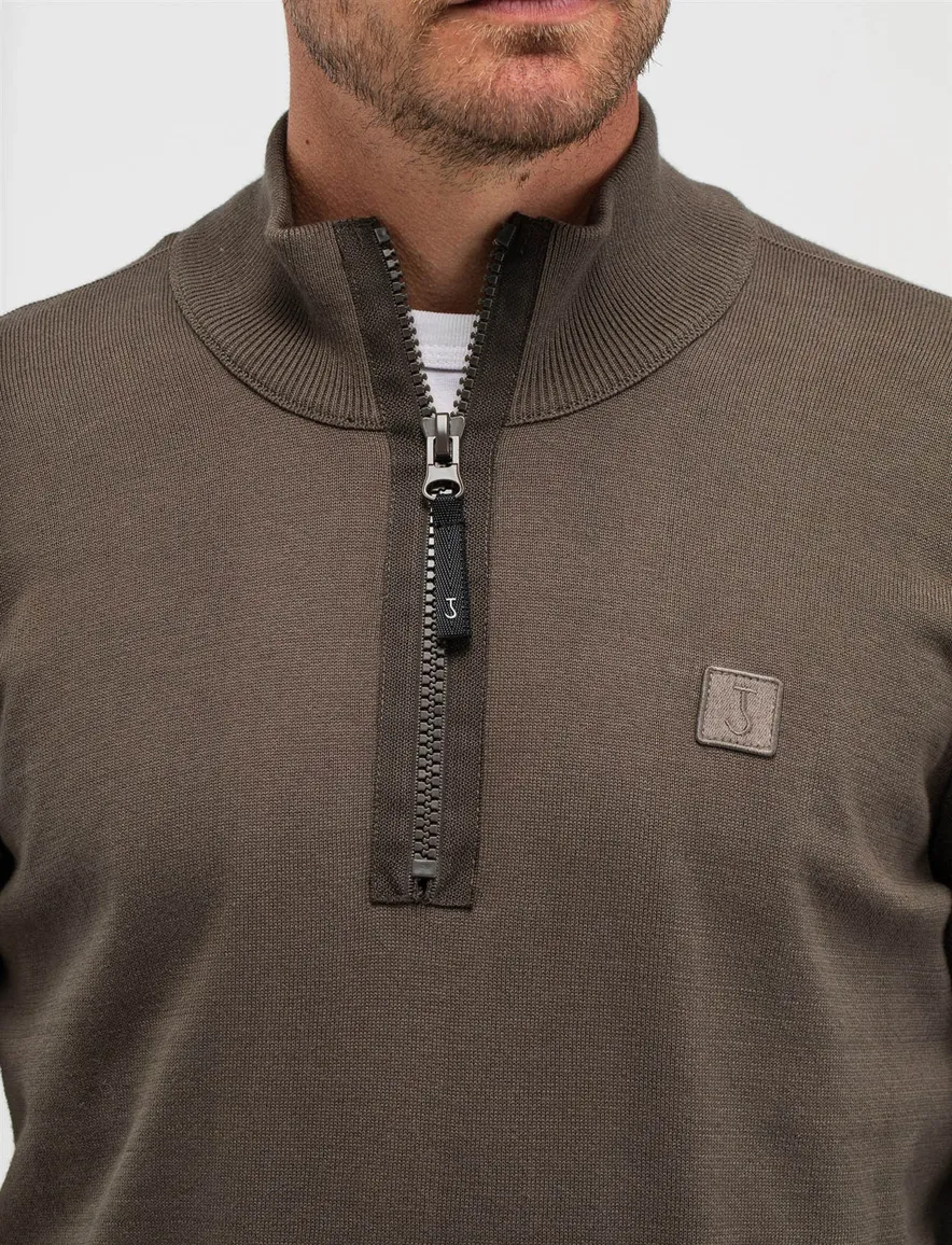 Butcher of blue trui bruin half zip