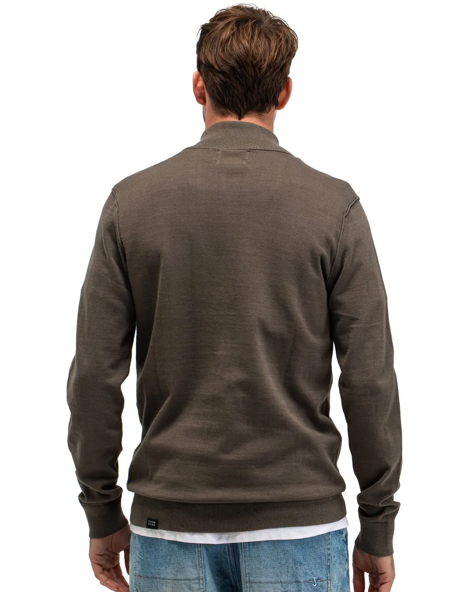 Butcher of blue trui bruin half zip