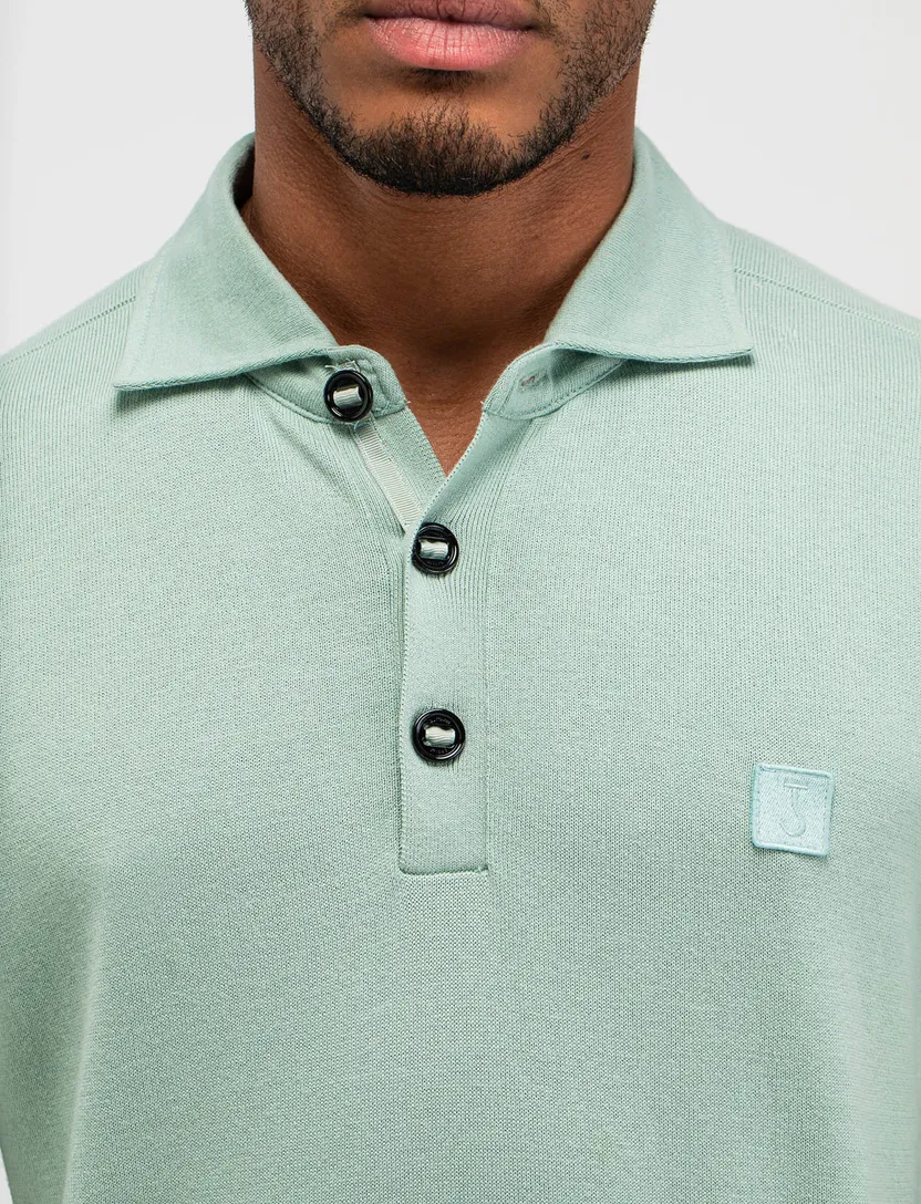 Korte mouw polo Butcher of Blue turquoise 3-knoops