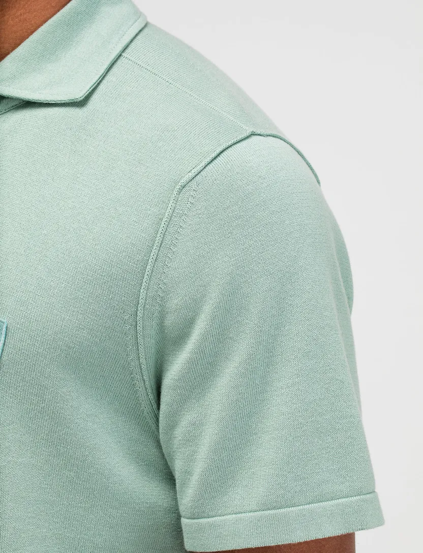 Korte mouw polo Butcher of Blue turquoise 3-knoops