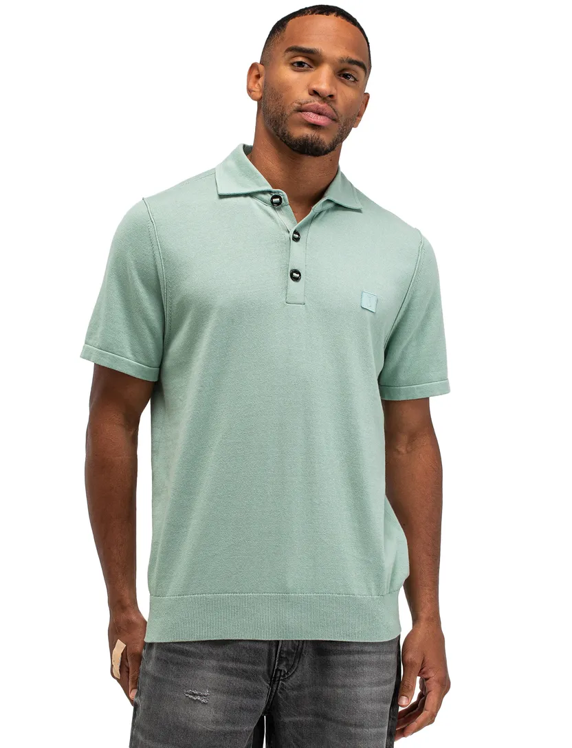 Korte mouw polo Butcher of Blue turquoise 3-knoops