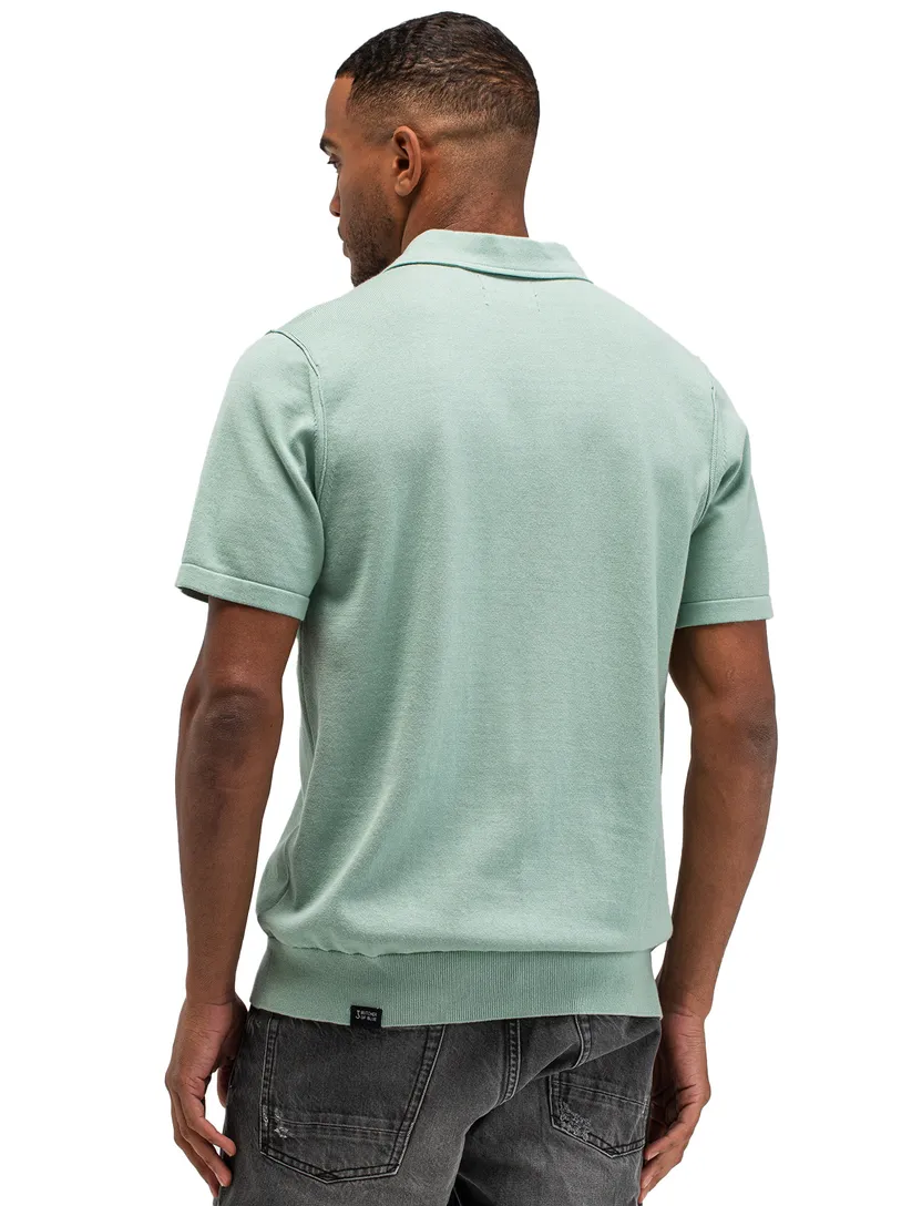 Korte mouw polo Butcher of Blue turquoise 3-knoops