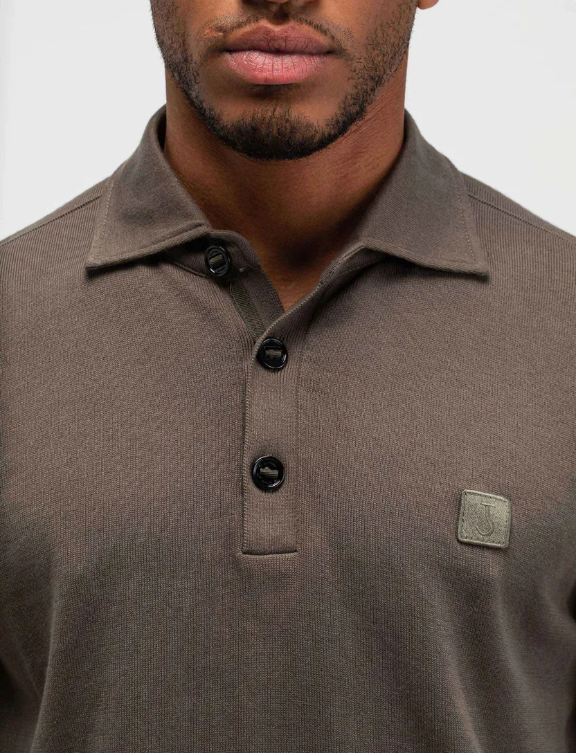 Korte mouw polo Butcher of Blue bruin 3-knoops