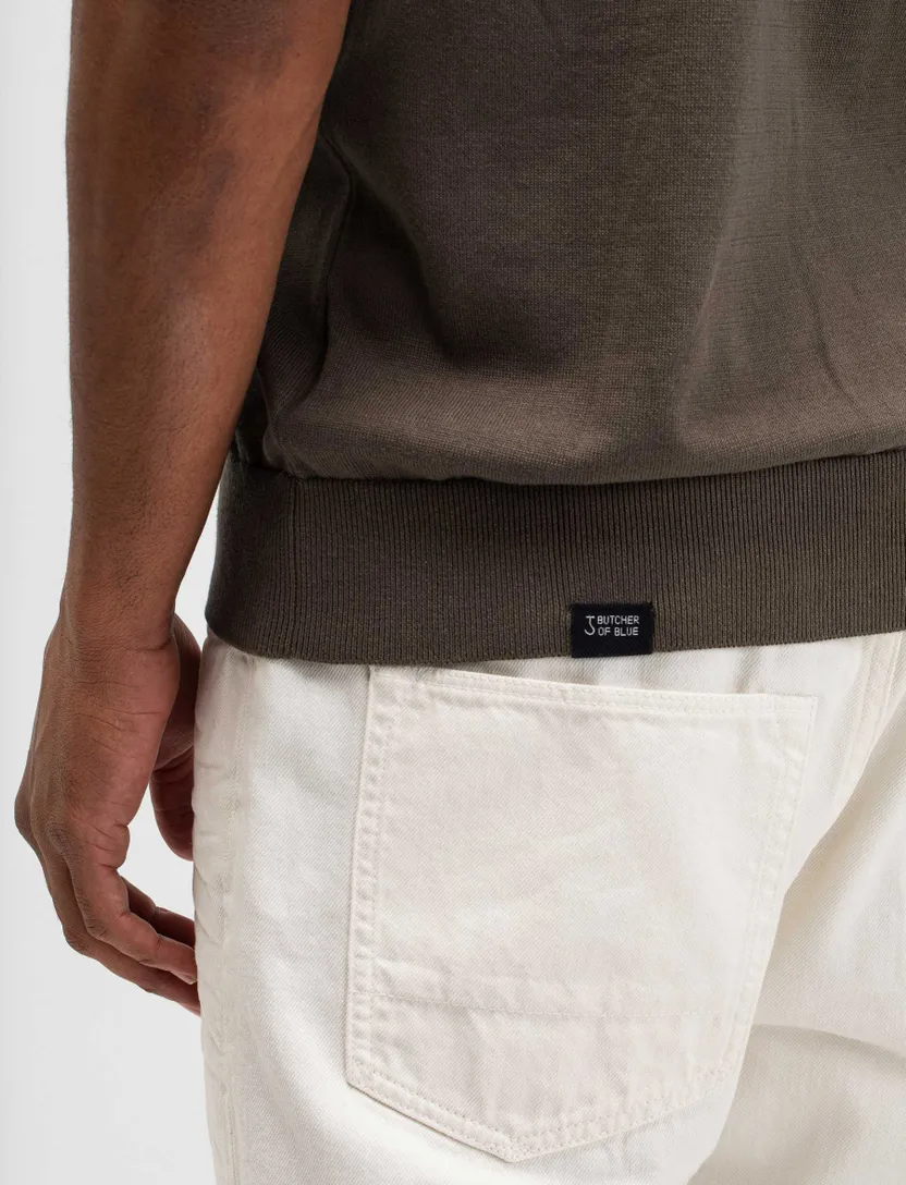 Korte mouw polo Butcher of Blue bruin 3-knoops