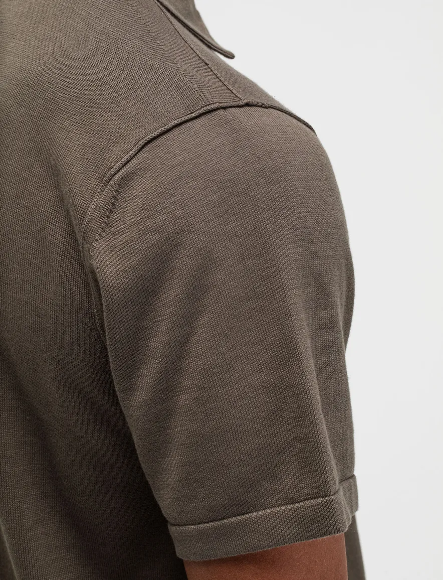 Korte mouw polo Butcher of Blue bruin regular fit