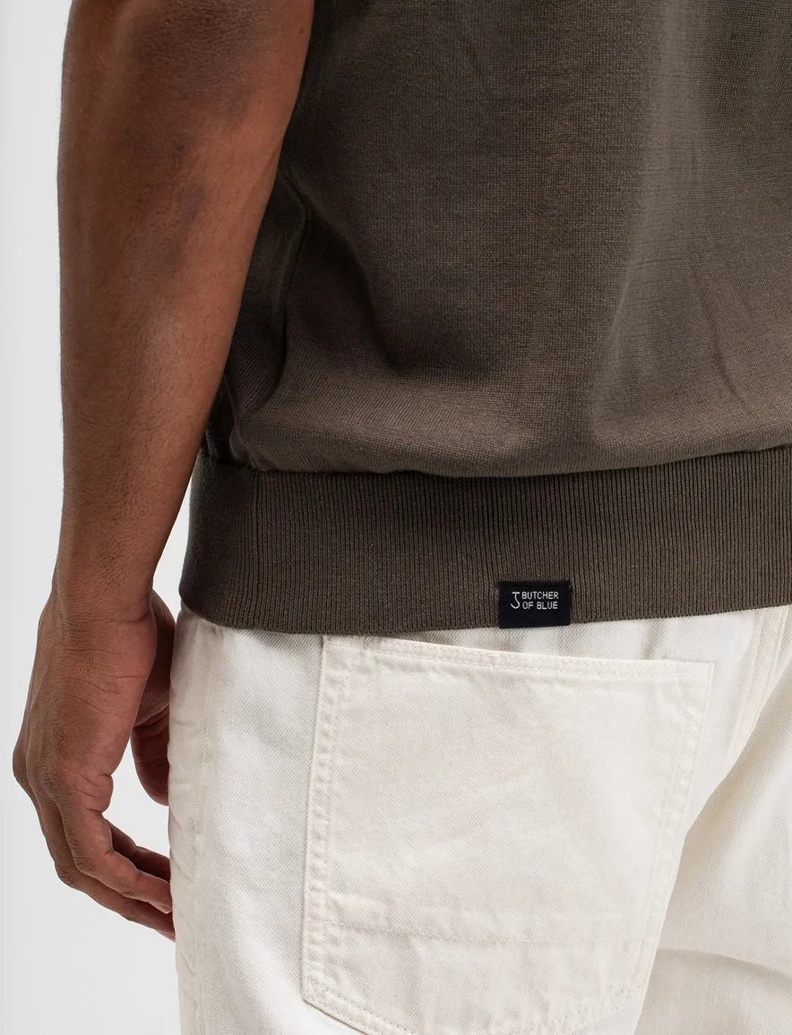 Butcher of Blue bruine polo met boord