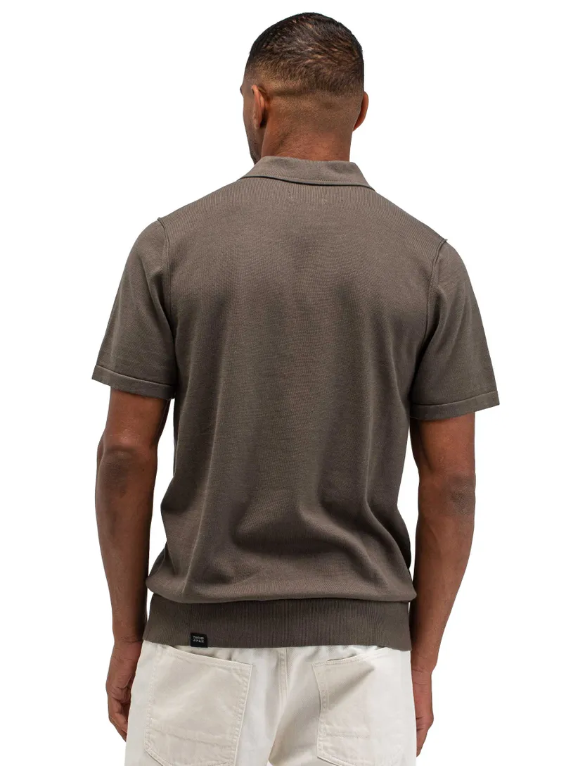 Korte mouw polo Butcher of Blue bruin 3-knoops