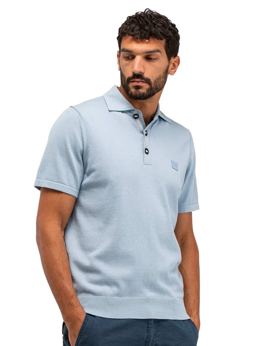 Butcher of Blue poloshirt lichtblauw 3 knoops