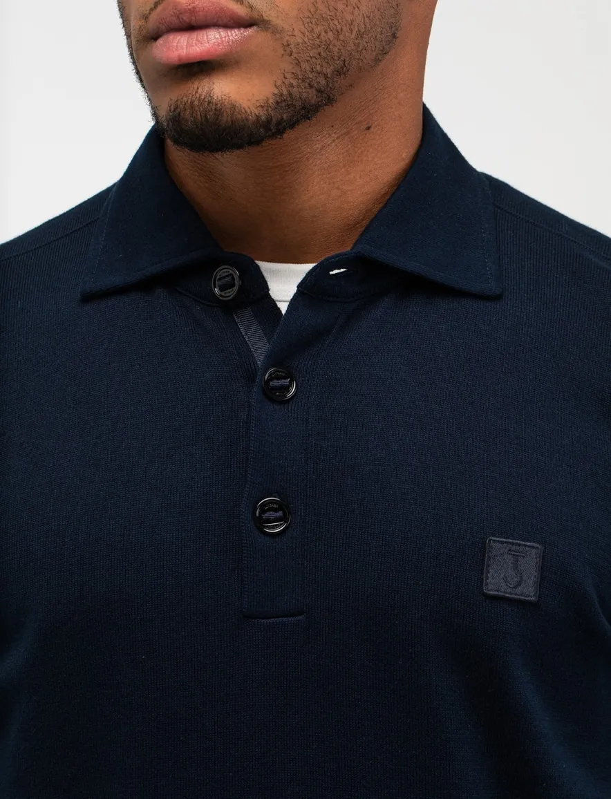 Butcher of Blue polo donkerblauw 3 knoops