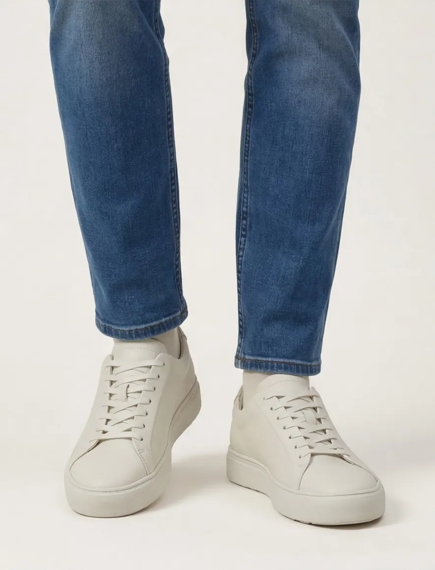 Blackstone sneaker creme leer