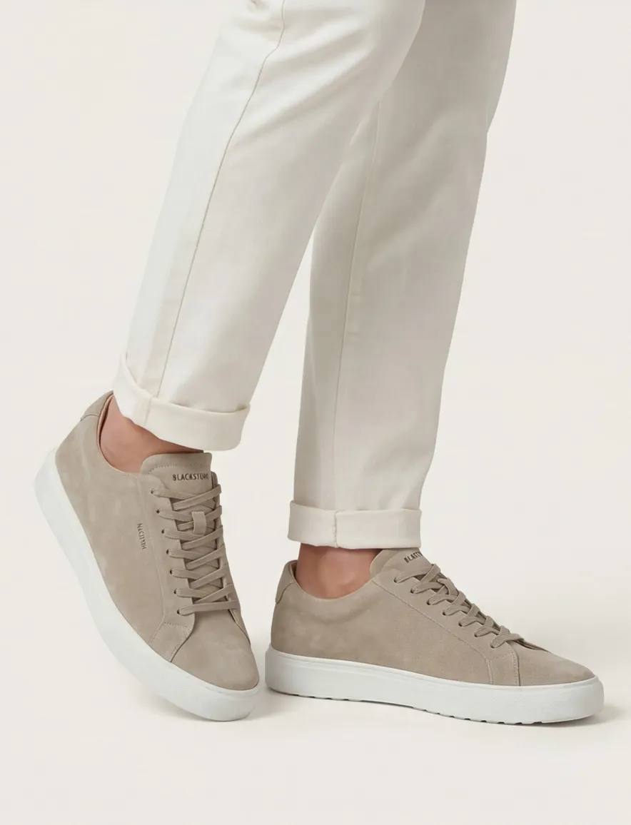 Blackstone laag sneaker beige suede