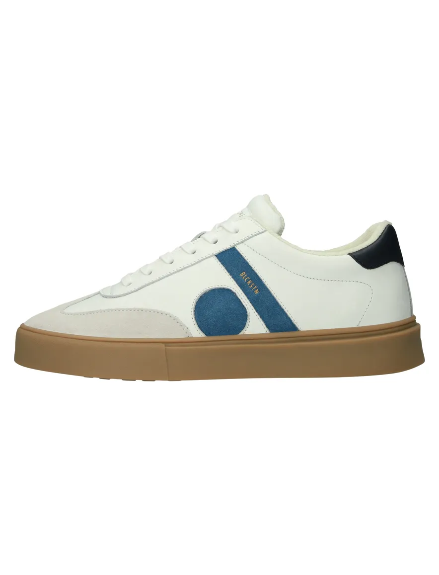 Blackstone sneakers wit blauw laag leer