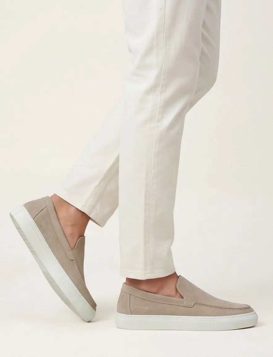 Blackstone suede beige instapper