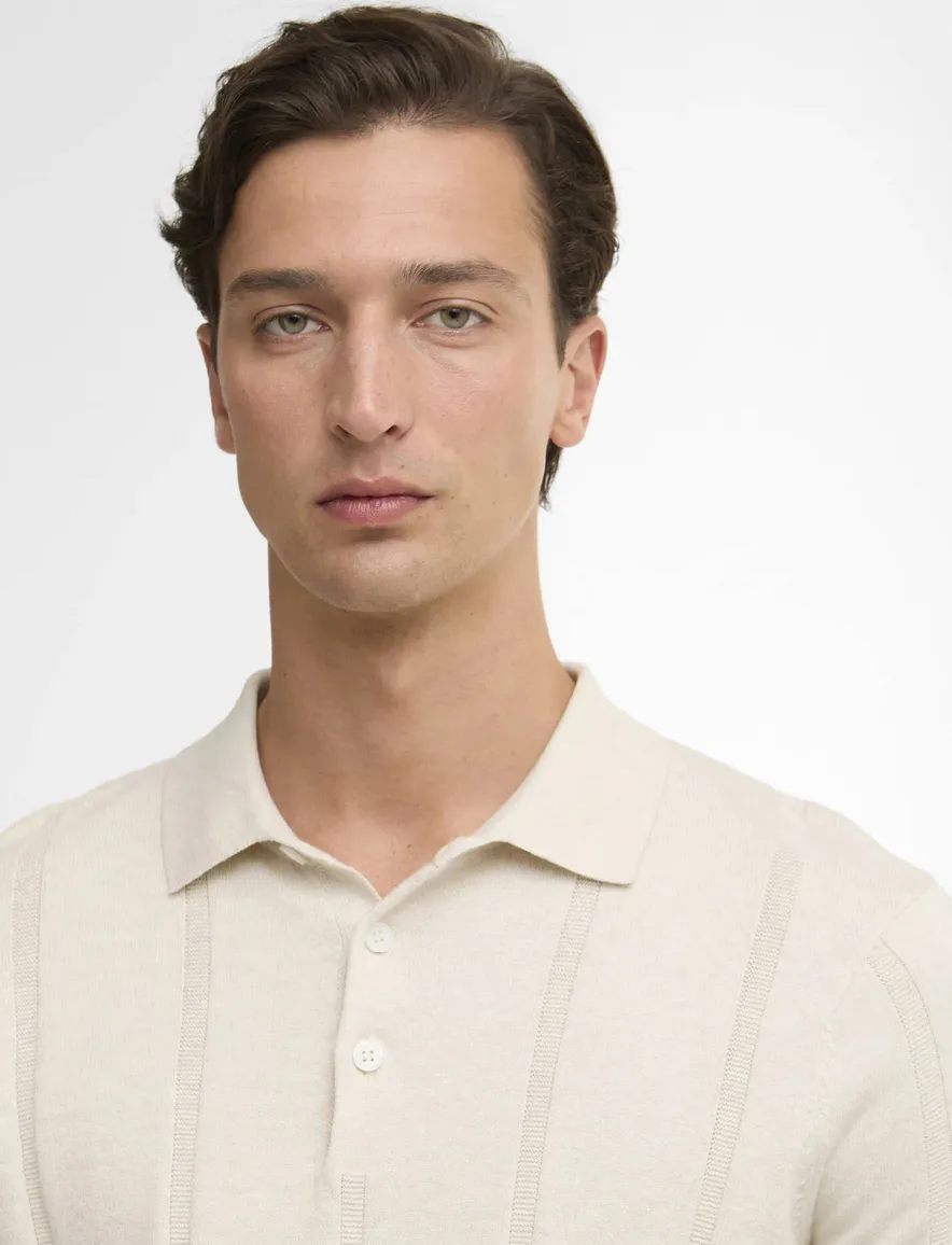 Polo crème Barbour normale fit 3 knoopjes met boord
