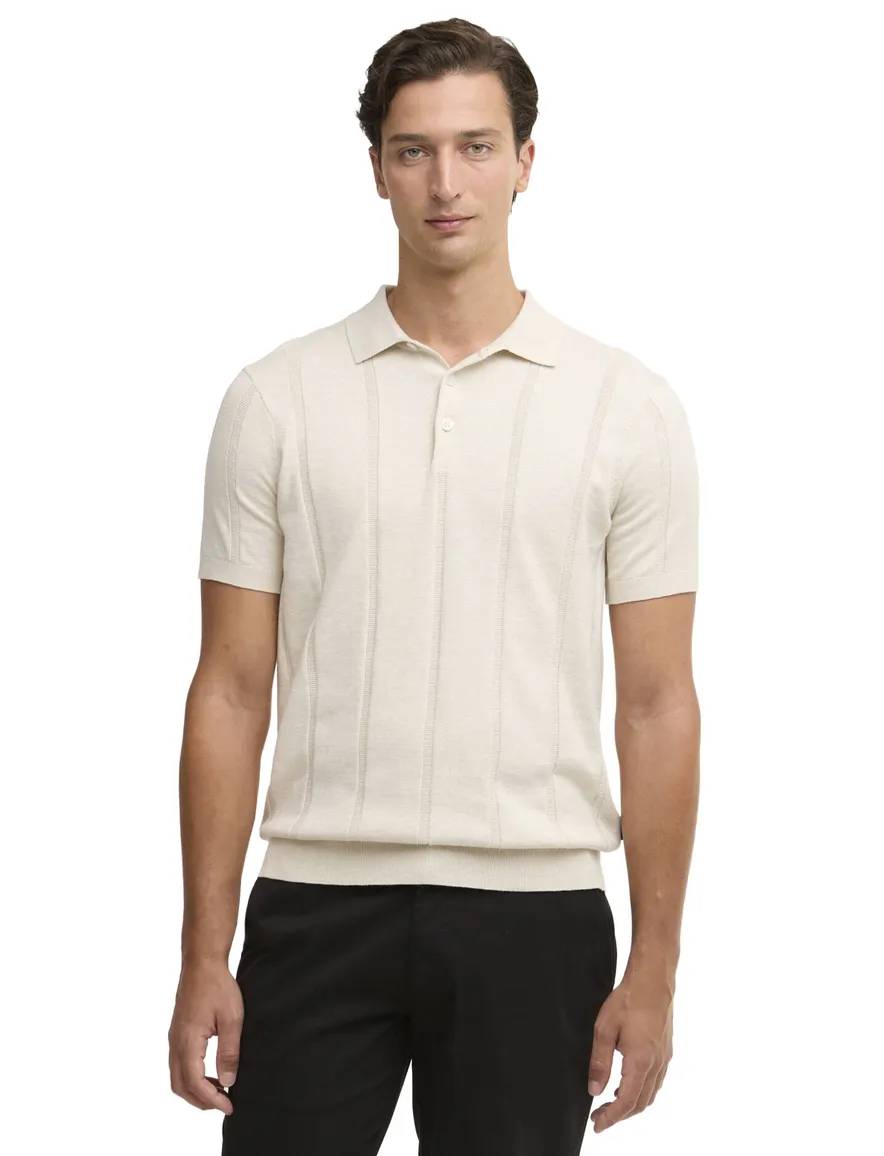 Polo crème Barbour normale fit 3 knoopjes met boord