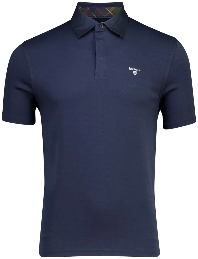 Donkerblauwe polo Barbour Regular Fit pique
