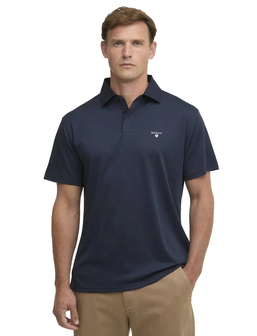 Donkerblauwe polo Barbour Regular Fit pique
