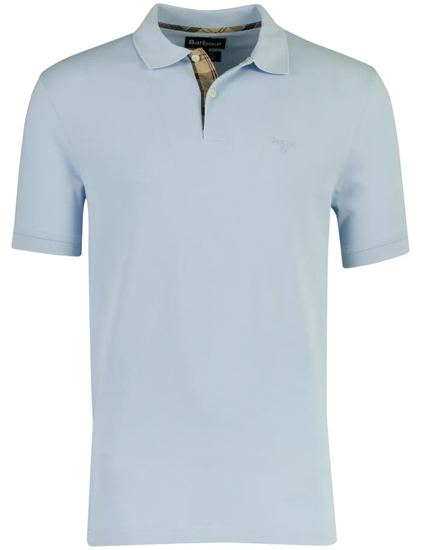 Poloshirt Barbour lichtblauw korte mouw normale fit 2 knoops