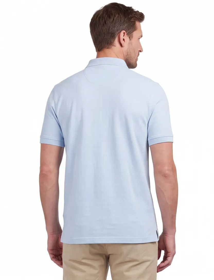 Poloshirt Barbour lichtblauw korte mouw normale fit 2 knoops