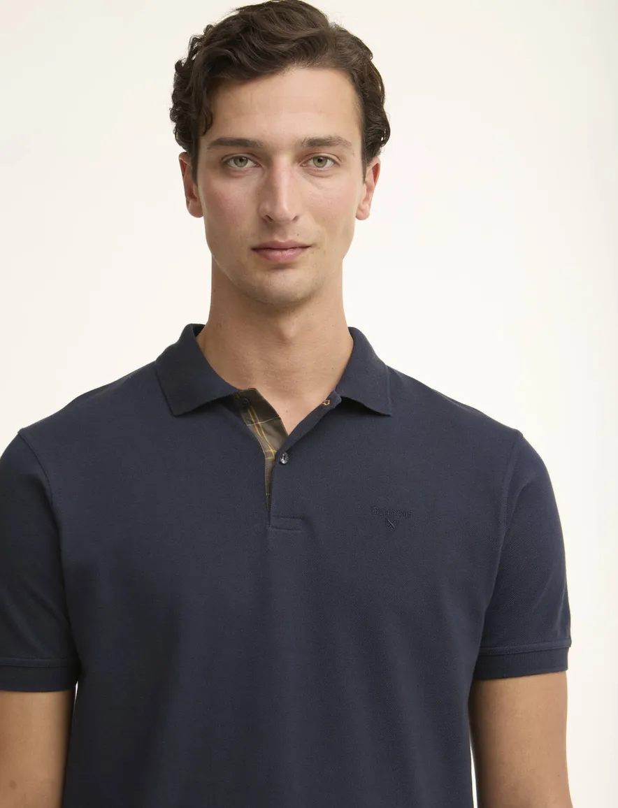 Barbour Tailored Fit polo 2 knoops donkerblauw