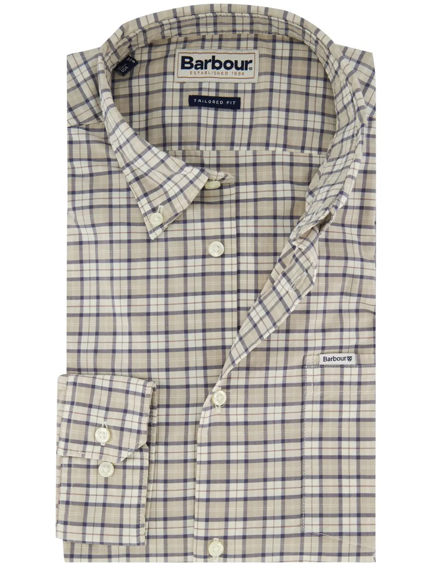 Barbour Tailored Fit overhemd beige geruit