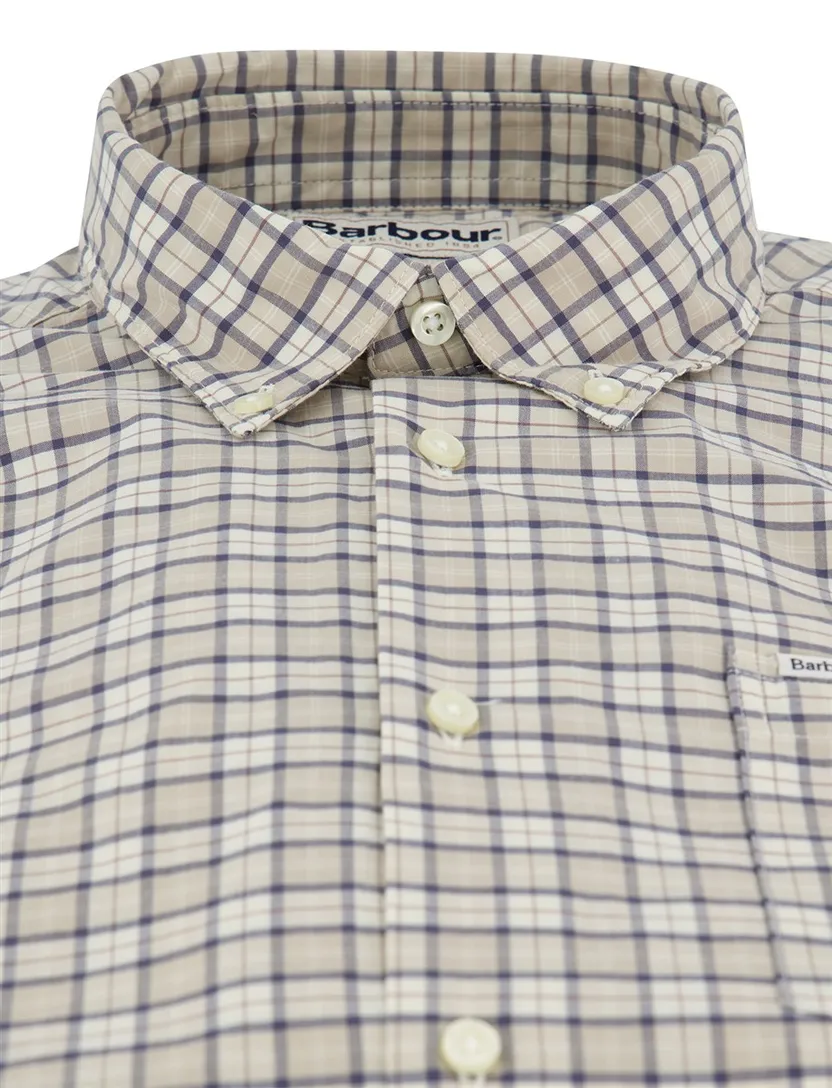 Geruit overhemd Barbour Tailored Fit beige met borstzak