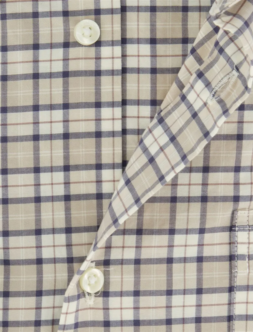 Geruit overhemd Barbour Tailored Fit beige met borstzak