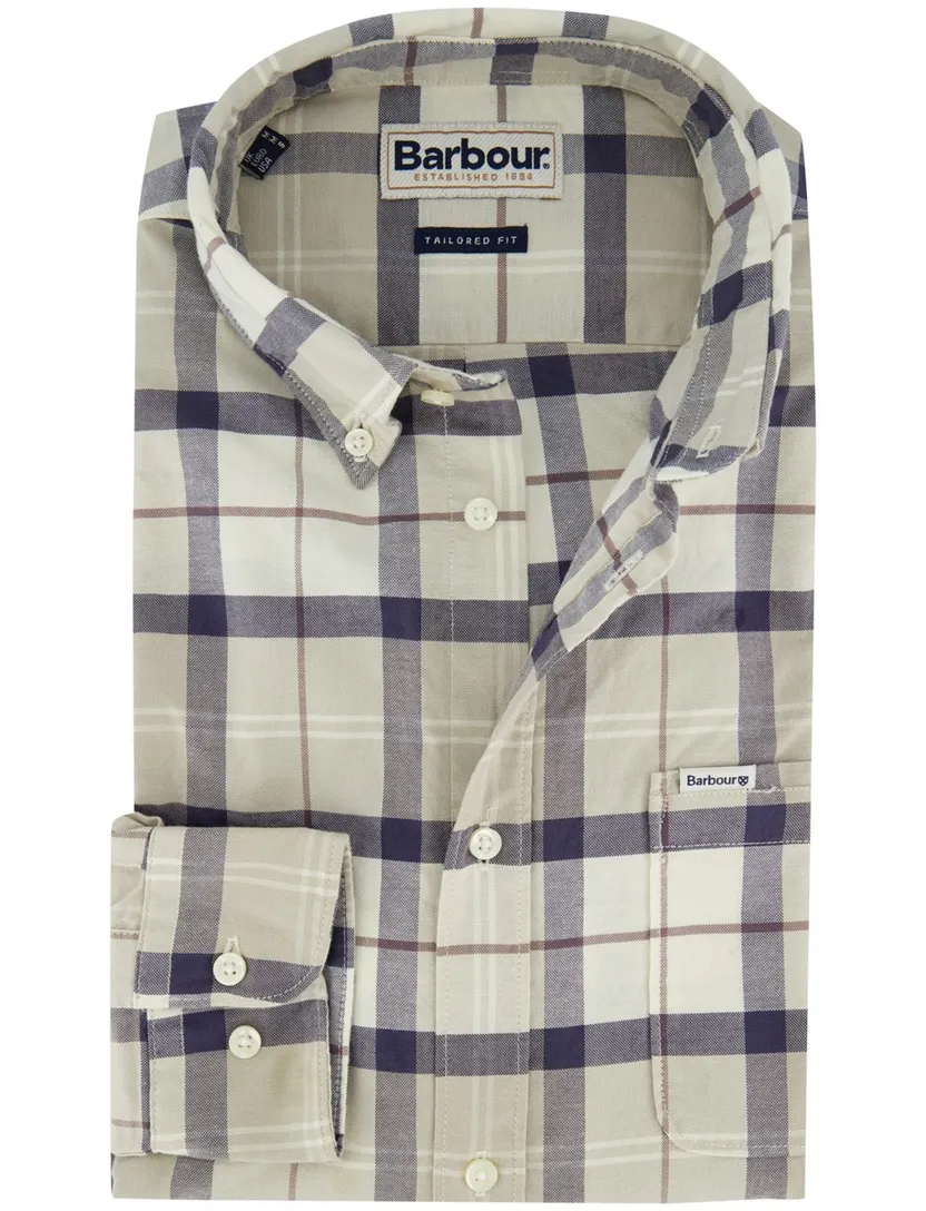 Geruit overhemd Barbour Tailored Fit blauw met borstzak