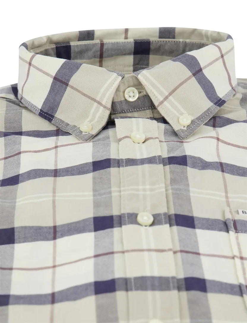 Geruit overhemd Barbour Tailored Fit blauw met borstzak