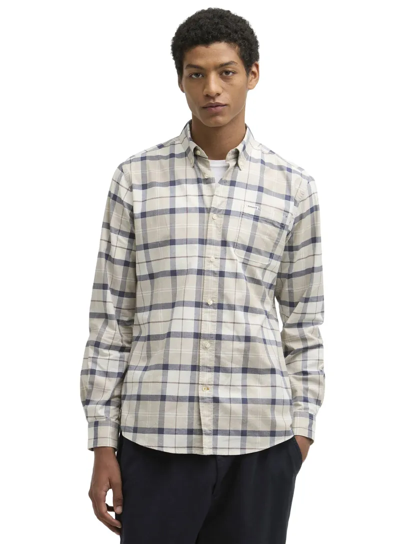 Geruit overhemd Barbour Tailored Fit blauw met borstzak