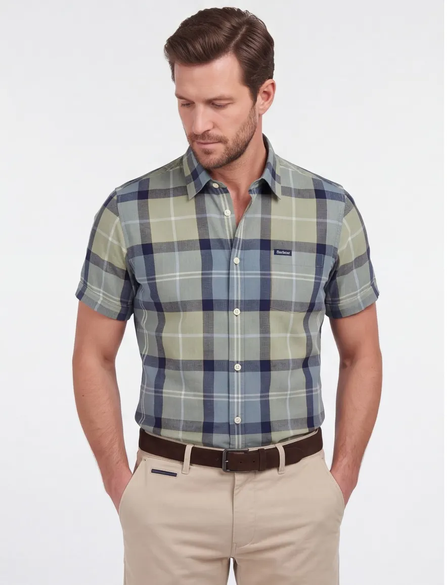Barbour overhemd Regular Fit groen met borstzak