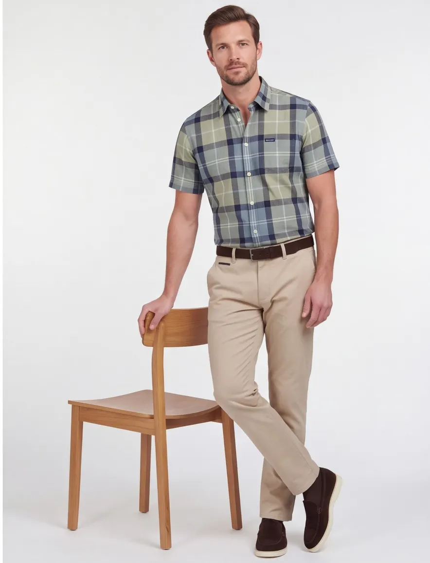 Barbour overhemd Regular Fit groen met borstzak