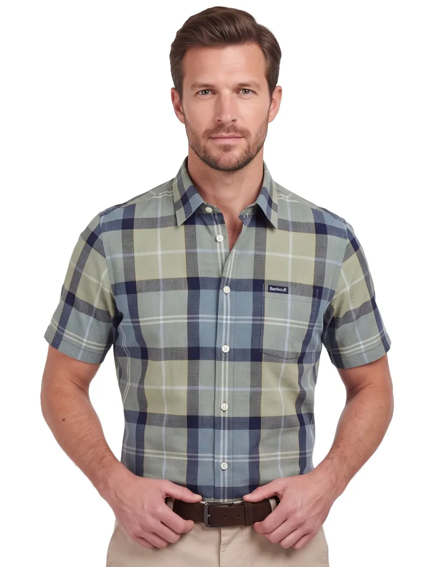 Barbour overhemd Regular Fit groen met borstzak
