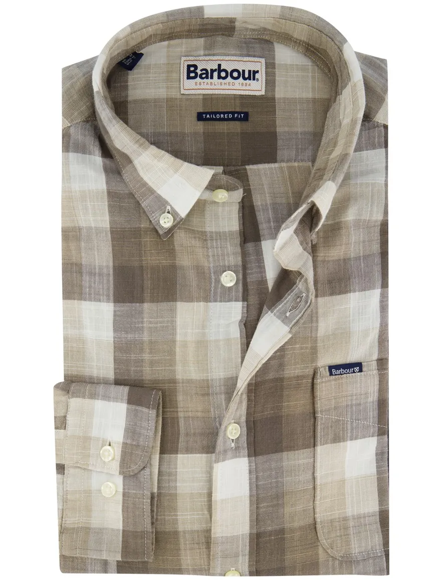Barbour overhemd Tailored Fit bruin geruit